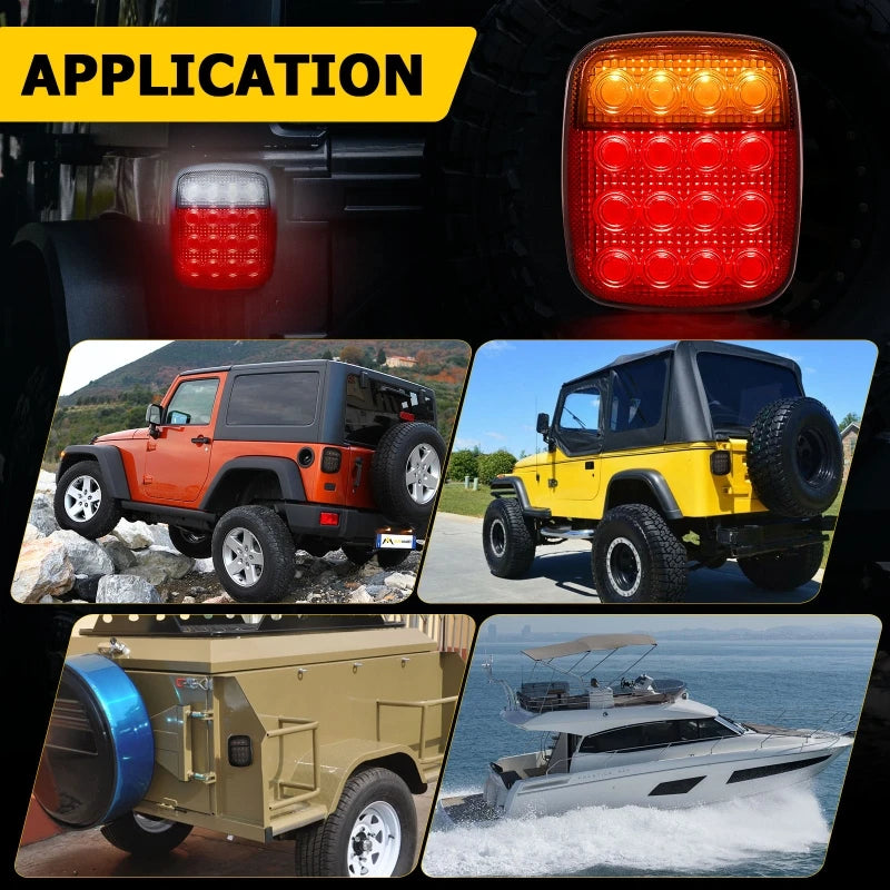 2pcs/set 16 LEDs Universal Tail Light Brake Reverse Light for Jeep Wrangler YJ TJ C additional angle