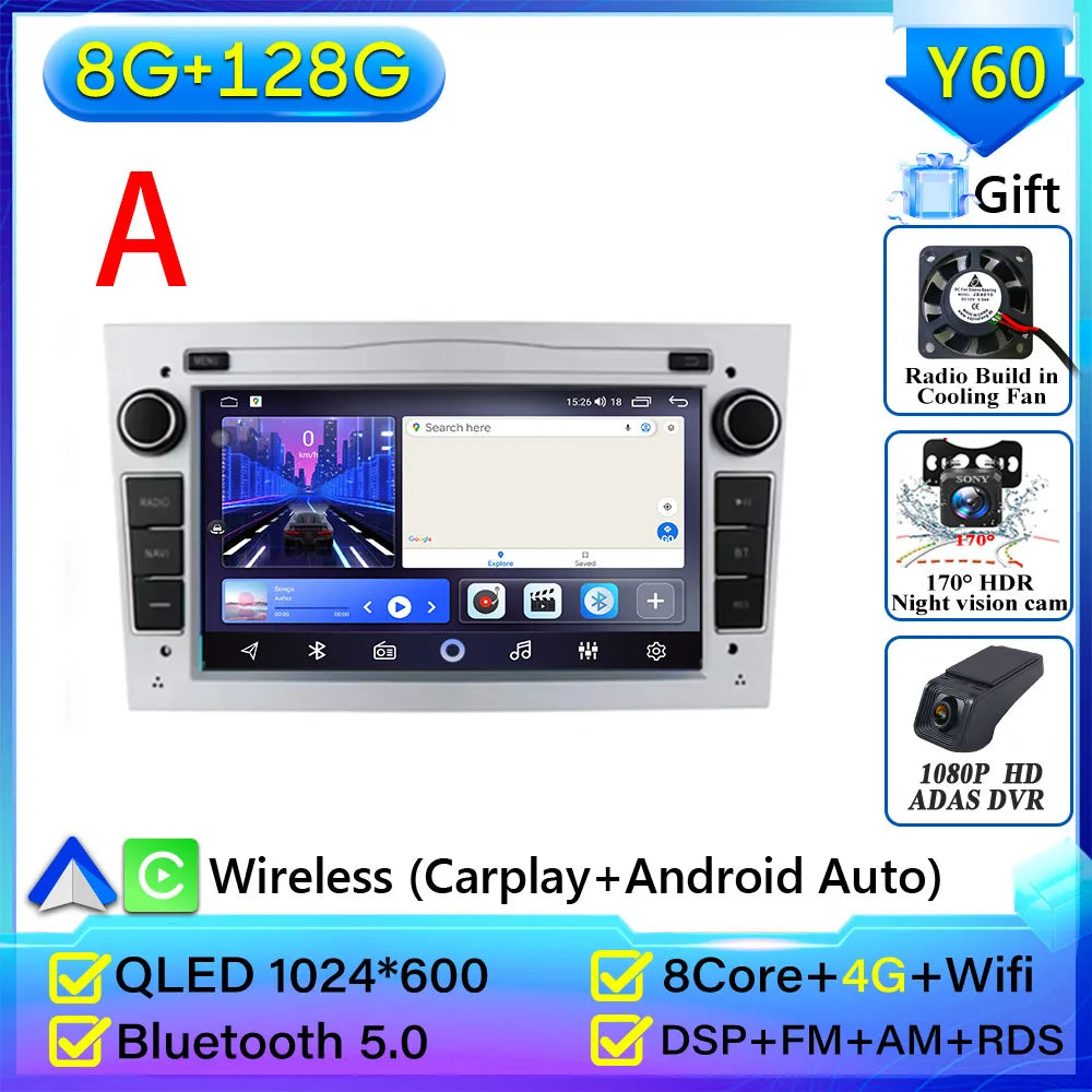 Car Radio Android Auto For Opel Corsa C D Vivaro Astra H J Vectra Antara Zafira Mer additional angle