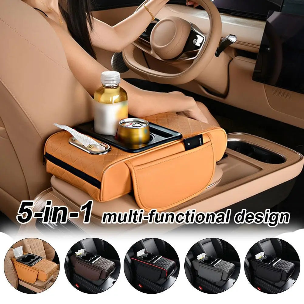 Car Armrest Cushion Organizer PU Leather Center Console Pad lifestyle view