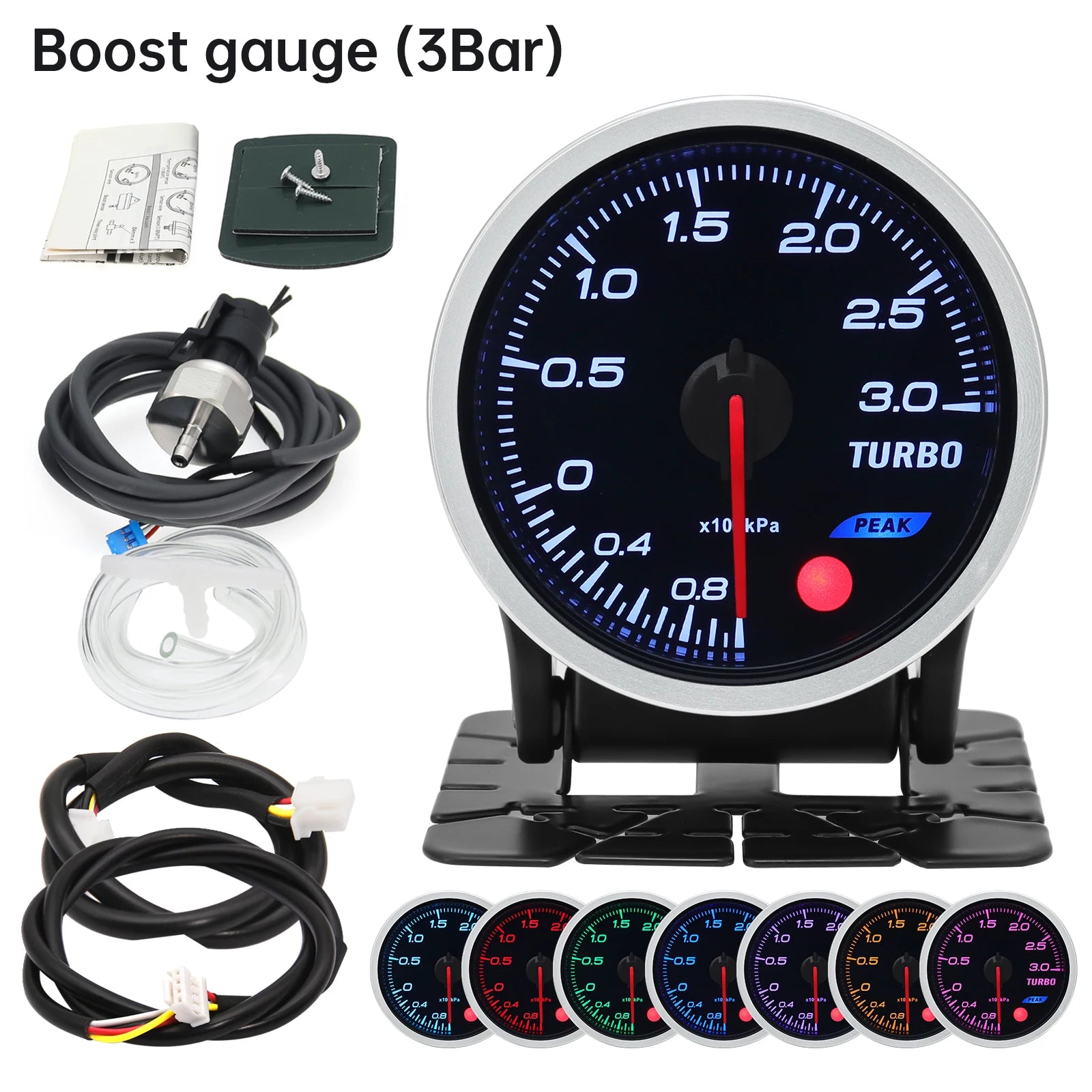 52mm 8 Color Car Gauge Kit | Oil Pressure PSI Water Temp Oil Temp EGT Boost Tachomete lifestyle view