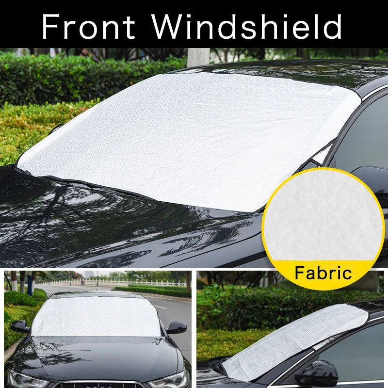 Car Windshield Snow Shield Cover | All-Season Front Window Frost and Sun Protection close-up view