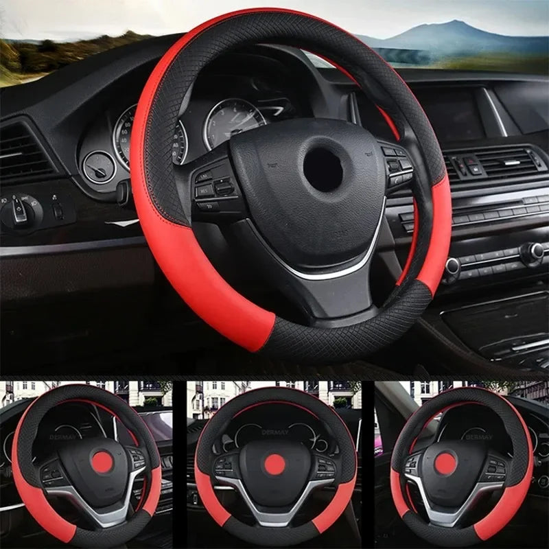 38cm Leather Steering Wheel Cover detail view