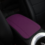 Color-Matched Double-Strand PU Leather Check-Pattern Embossed Car Armrest Pad Center Console Pad Car Decoration Item