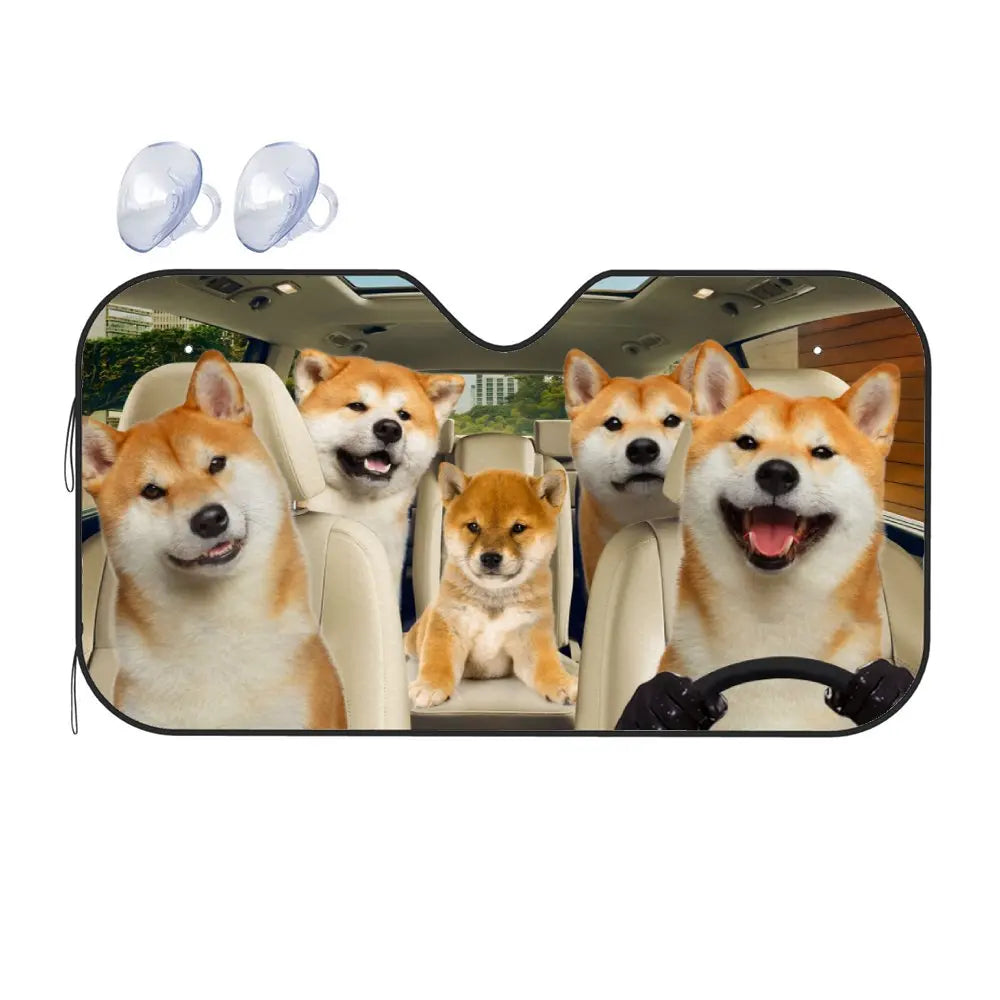 Shiba Inu Dog Driving Car Interior Front Windshield Sun Shade,Auto Accessories Sunsha alternate view