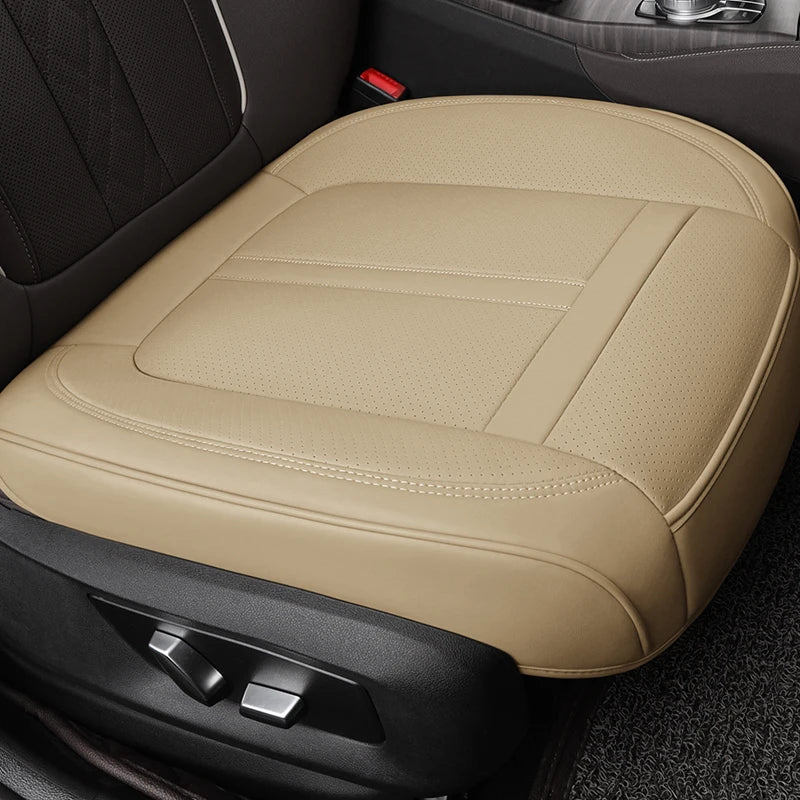 1PCS Nappa Leather Car Seat Cover Full Wrap Driver Car Seat Protector Mat Anti-Slip Bo close-up view