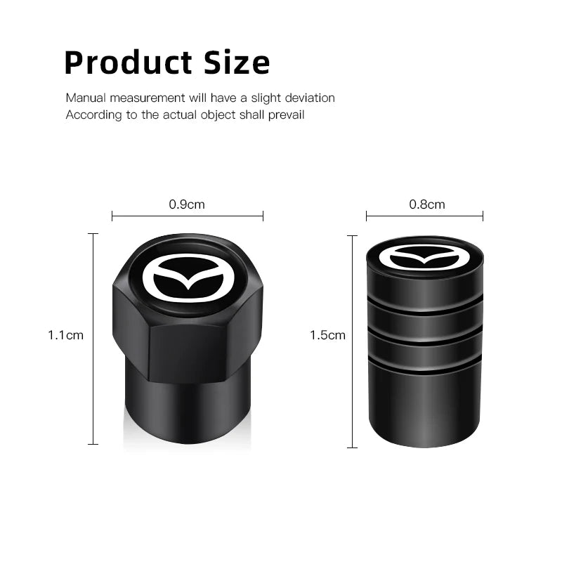 Aluminum Tire Valve Stem Caps for Mazda Models | Metal Air Valve Covers lifestyle view
