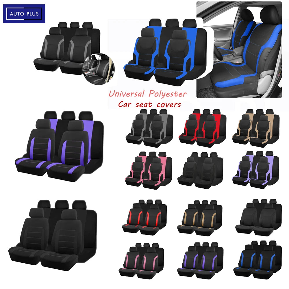 AUTO PLUS Sports Universal Polyester Car Seat Cover Set Fit Most Car Plain Fabric Bicolor Stylish Ca