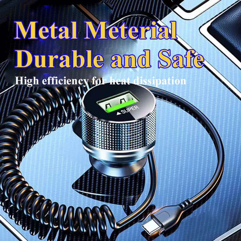 EDEBA Metal USB Car Charger with Type C Cable | 12V Super Fast Vehicle Adapter 2 in 1 alternate view