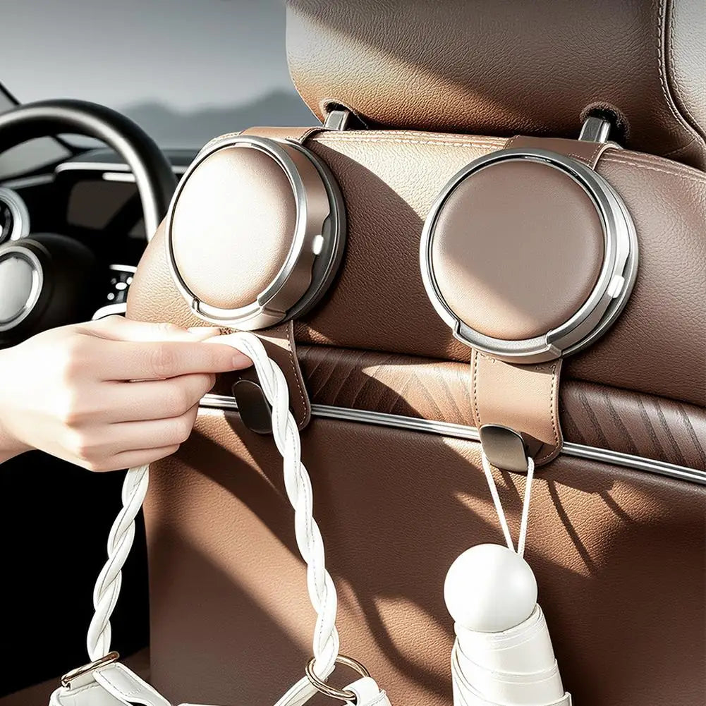 Car Headrest Hook with Foldable Cup Holder close-up view