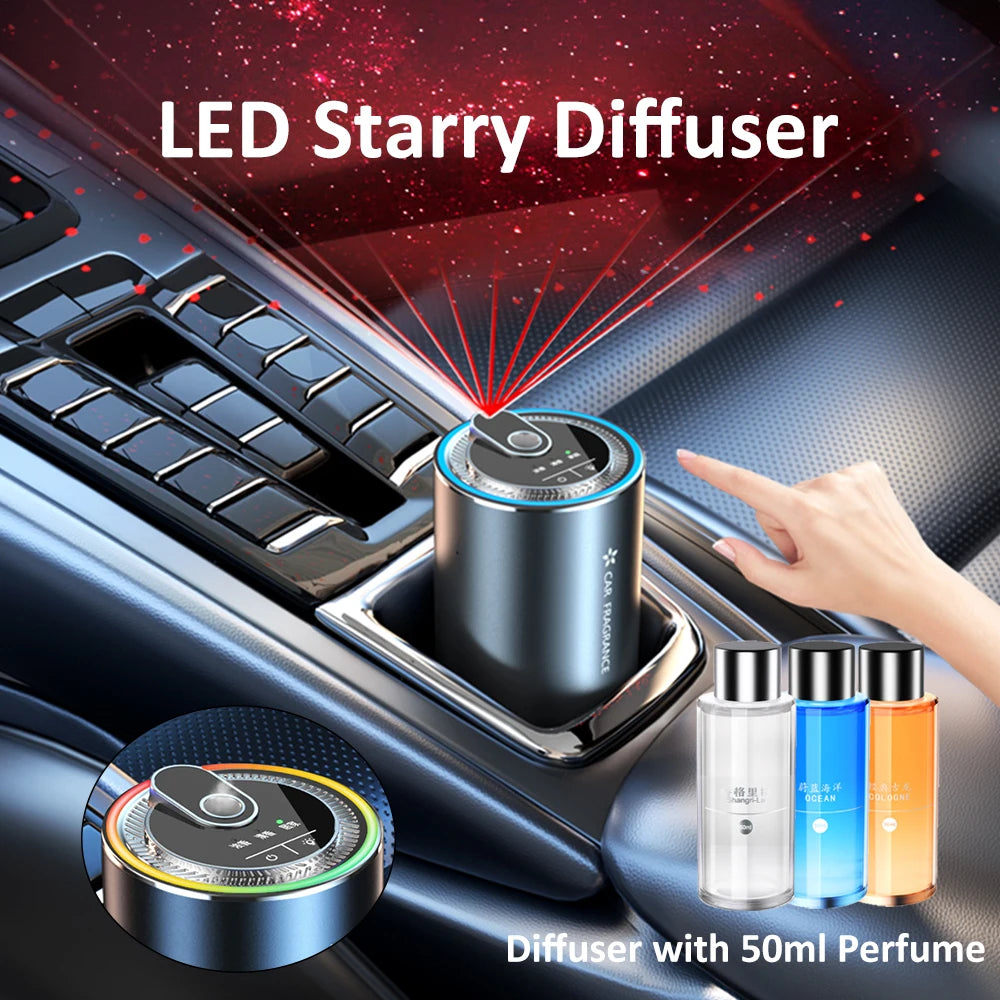 LED Starry Sky Car Diffuser 50ml Aroma Car Flavoring Cologne Air Freshener for Cars Ocean Fragrance Car Scent Air Perfume in Car