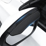 1Pair Car Rear View Mirror Rain Cover Buckle Carbon Fiber Clip-on Sun Visor Eyebrow Si close-up view