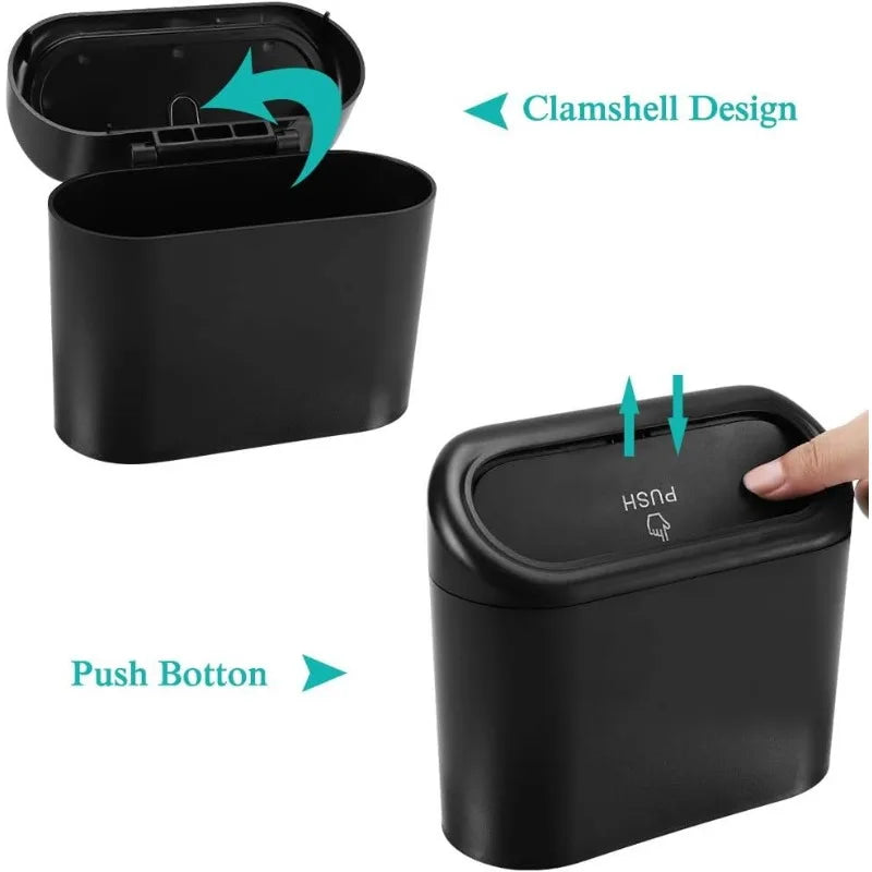 Hanging Car Trash Can Car Flip Top Trash Can Interior Trash Storage ABS Trash Can with close-up view