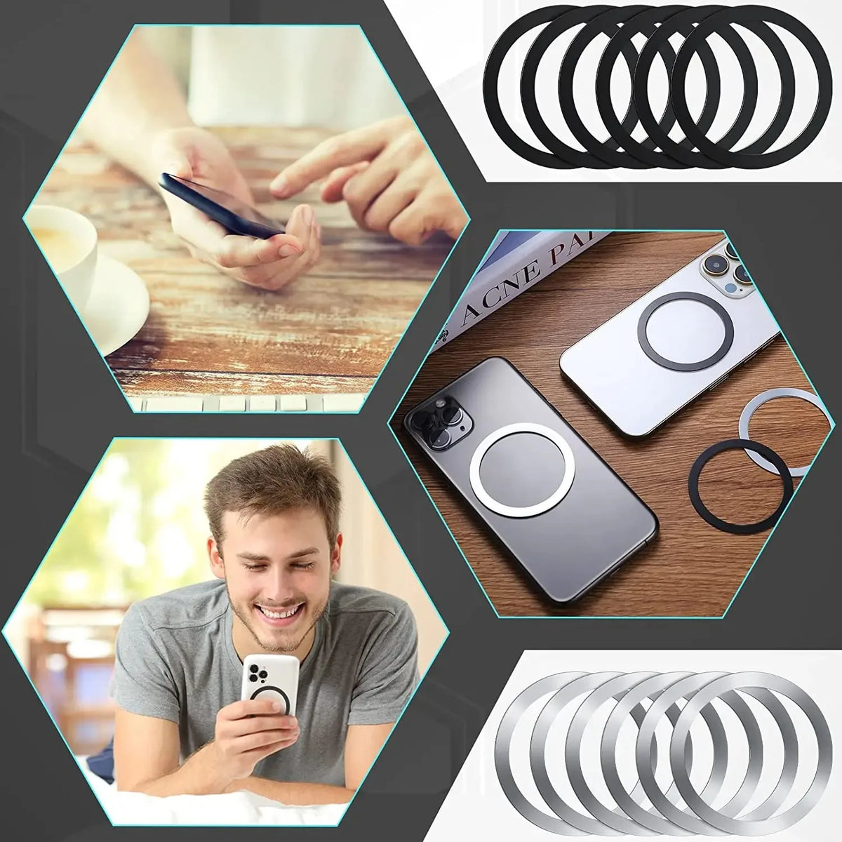 2024 Stainless Steel Universal Magnetic Metal Plate Ring For Magsafe Wireless Charg additional angle