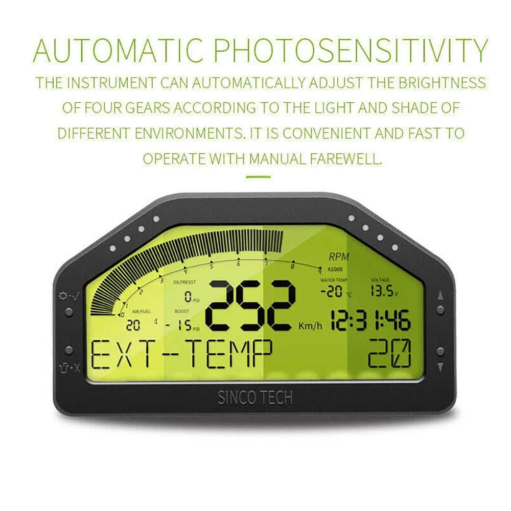 DO904 9-in-1 Multi-Function Car Gauge | LED Digital Tachometer with Full Sensor Kit additional angle