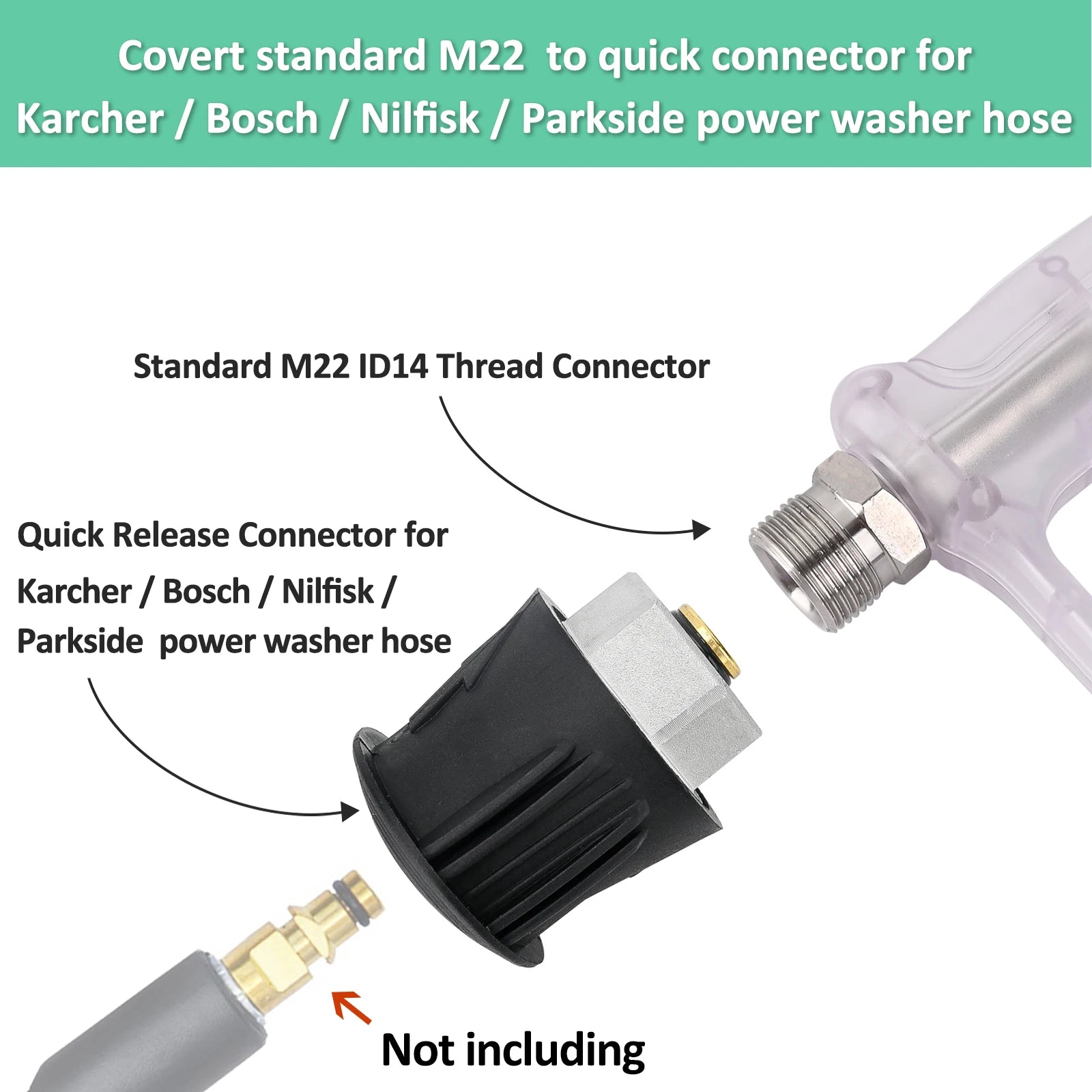 Bear Force Pressure Washer Water Gun | Universal Quick Connector Kit for Karcher Ni additional angle