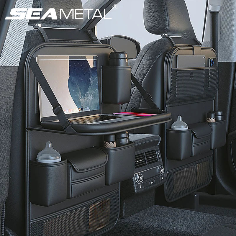 Car Seat Back Storage Bag Organizer with Foldable Table Tray