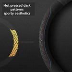 Car steering wheel cover embossed anti slip plush suede, sweat absorbing ultra-thin al close-up view