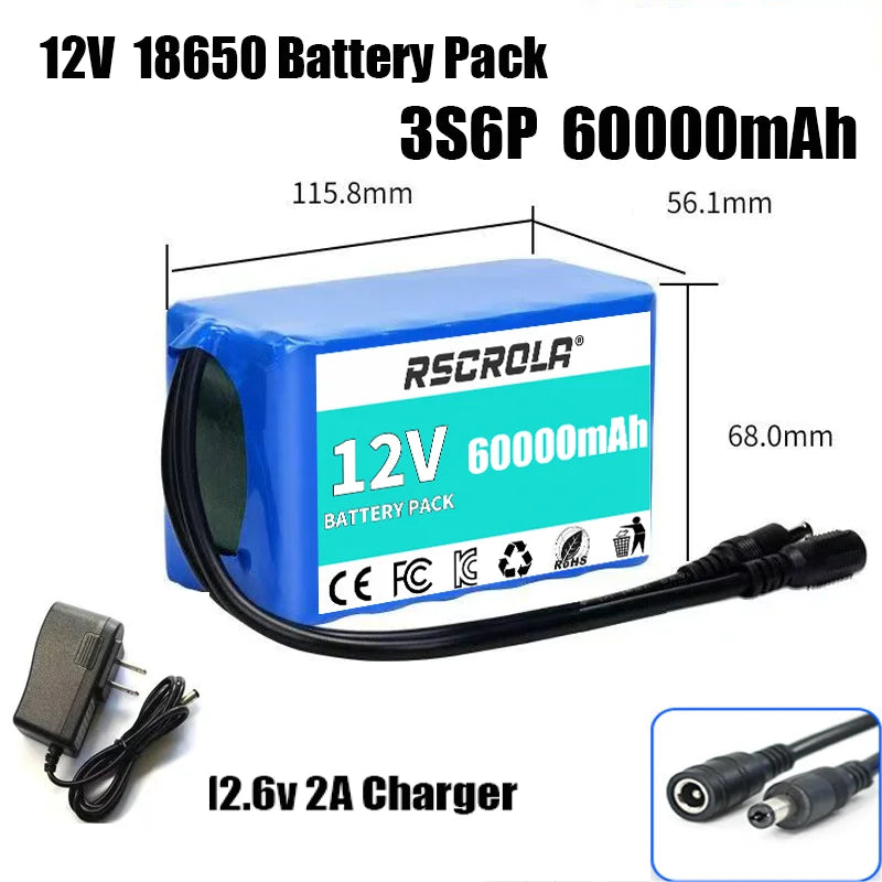 12V 18650 Lithium Battery Pack with BMS and Charger alternate view