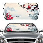 Chinese Plum Flower Sunshade Windscreen 3D Film Plaid Gift Novelty Car Front Window Visor 70x130cm S