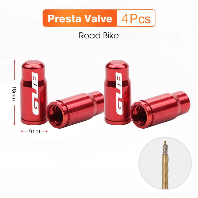 2pcs GUB Aluminum CNC Bicycle Tire Valve Cap MTB Road Bike Tube Tyre Gas Nozzle Cover close-up view