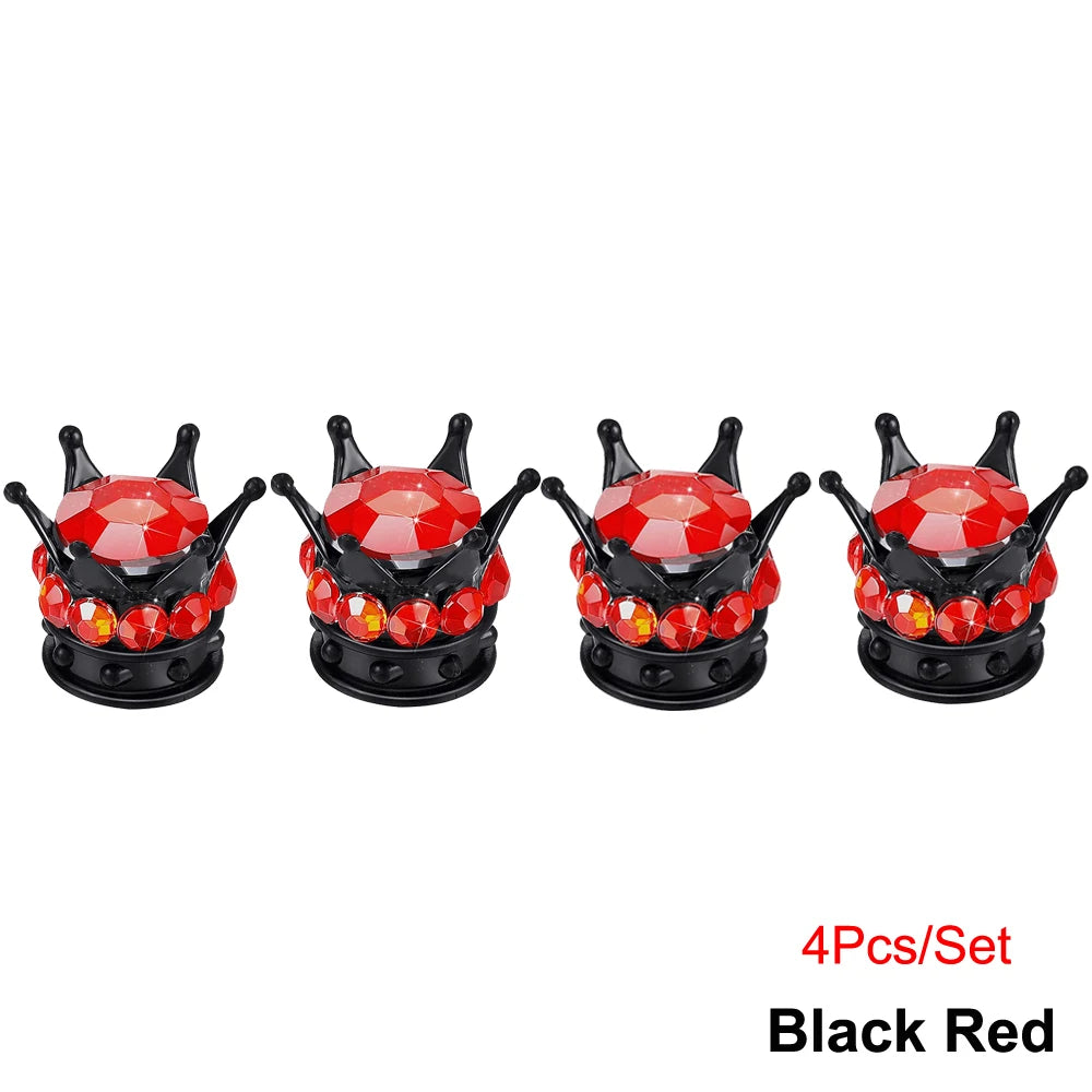 Bling Bling Rhinestone Valve Stem Caps | Chrome Crown Tire Valve Caps for Cars, Bikes & detail view