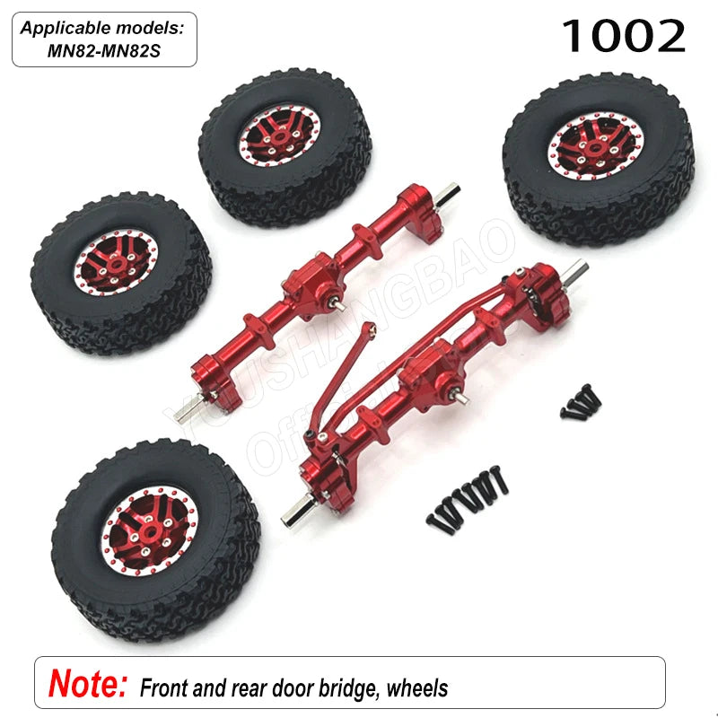 MN Series 82 82S Off-road Vehicle Parts - Metal Upgrade Accessories: Front and Rear Axles, Transmission Shaft, Tie Rods, Frame