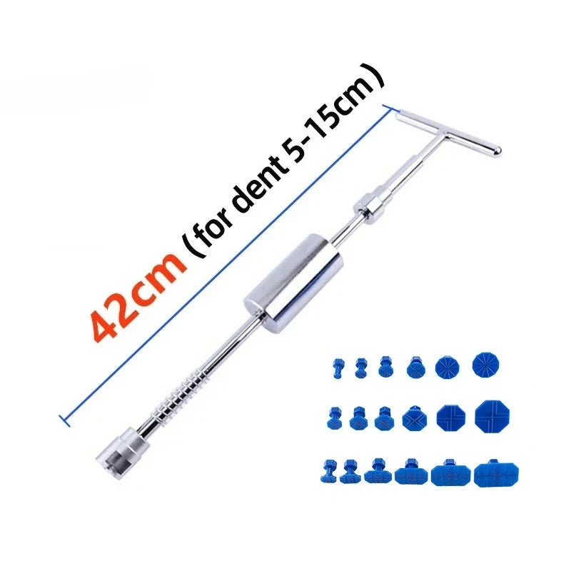 Universal Car Dent Puller Metal T Dent Repair Tool Auto Repair Sheet Metal Kit Slide Hammer Reverse Hammer Glue +18pcs Glue Pull
