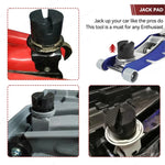 Universal Car Lift Jack Support Stand Rubber Pads Frame Protector Wheel Dolly Slotted lifestyle view