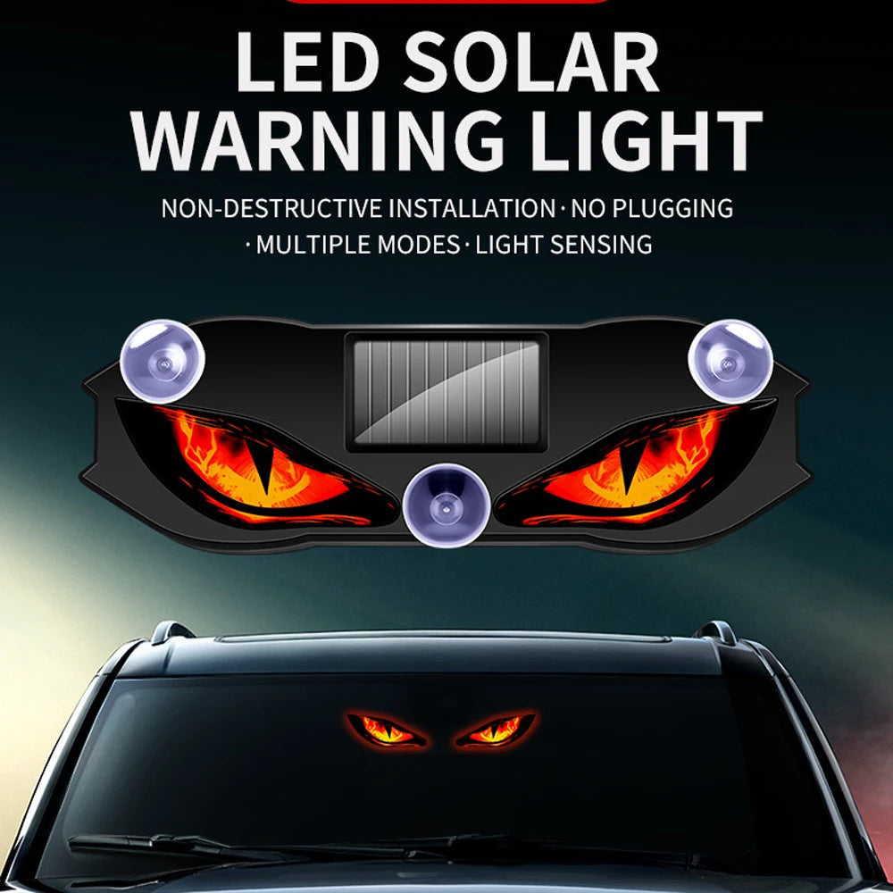 Solar Power Car Demon Eye Light Cool Flashing Warning Light Safety Suction Cup Installat detail view