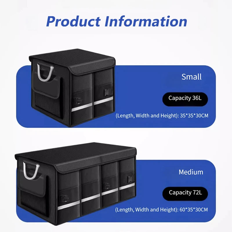 Foldable Car Trunk Organizer 72L Waterproof Oxford Cloth additional angle