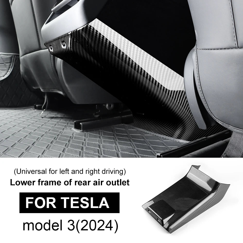 ABS Carbon Fiber Steering Wheel Frame Cover For Tesla Model 3 Highland 2024 Model Y Juniper 2025 Trim Car Interior Accessories