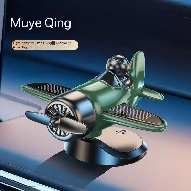 Solar Powered Rotating Airplane Car Dashboard Ornament 360° Auto Spin Decor Airplane lifestyle view