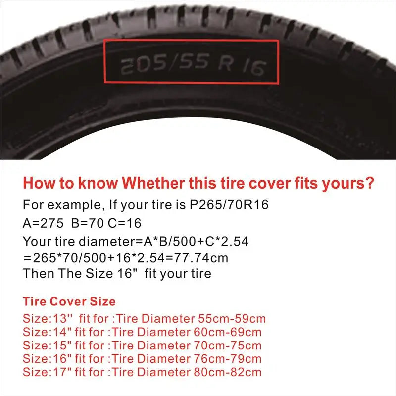 Universal Spare Tire PVC Leather Cover 14" 15" 16" 17" Inch | Black Spare Wheel Tire lifestyle view