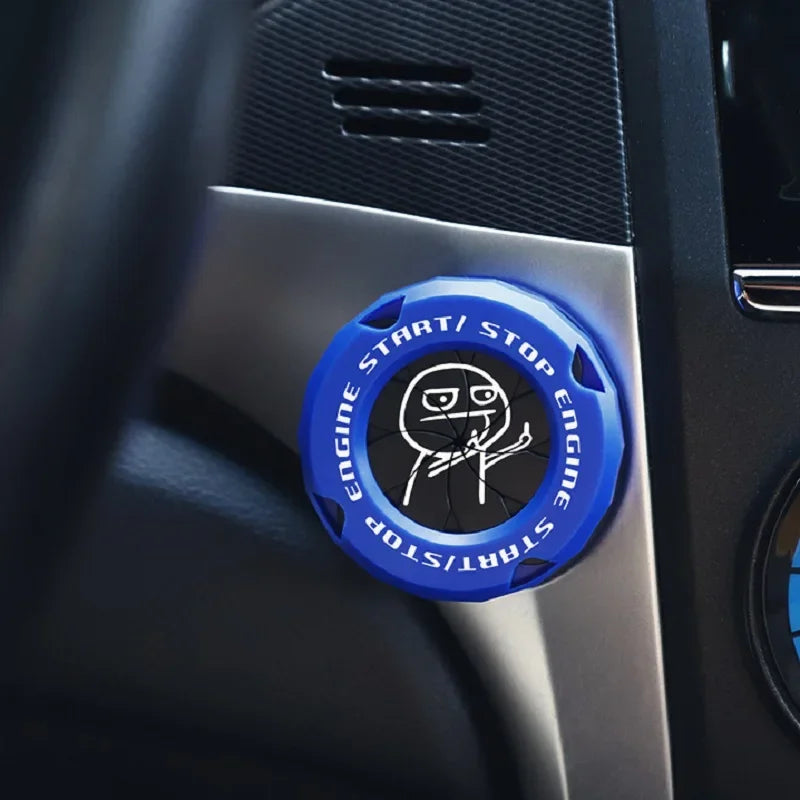 Car Ignition Switch Cover One-touch Start Button Rotating Protective Cap,Motorcycle Start Stop Ring Decoration Interior Sticker
