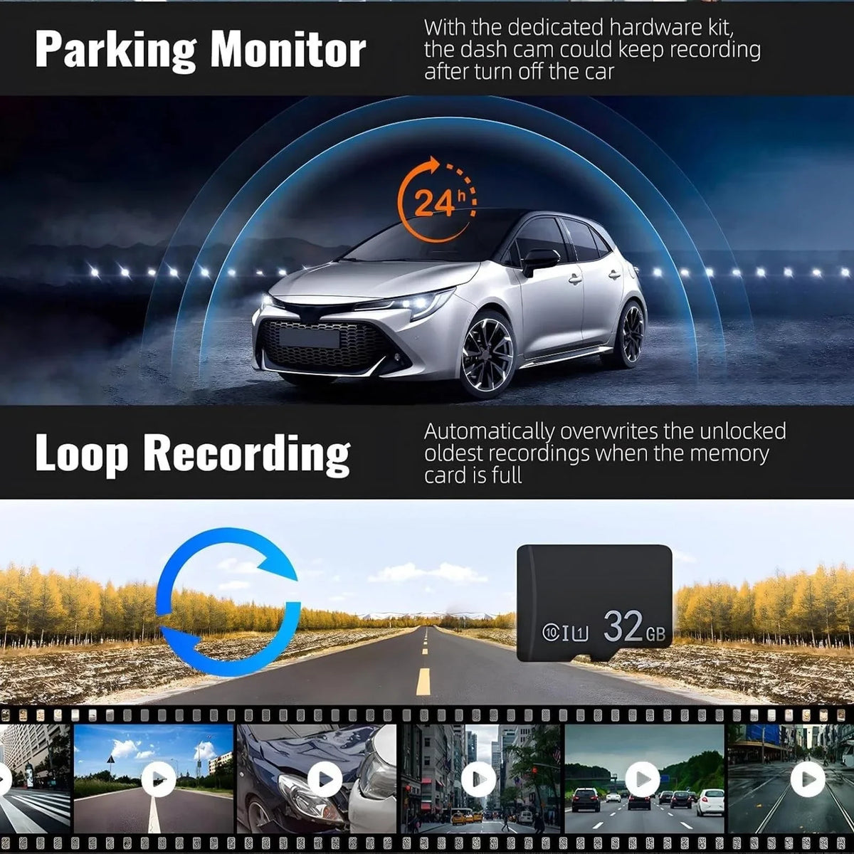 Dual Dash Cam Car Camera Front And Inside 1080P IR Night Vision Dual Lens Vehicle Recorder With G-Sensor Auto Lock 24/7 Parking Monitor Seamless Loop Recording For Rideshare Drivers Security Surveillance System Auto Accessori