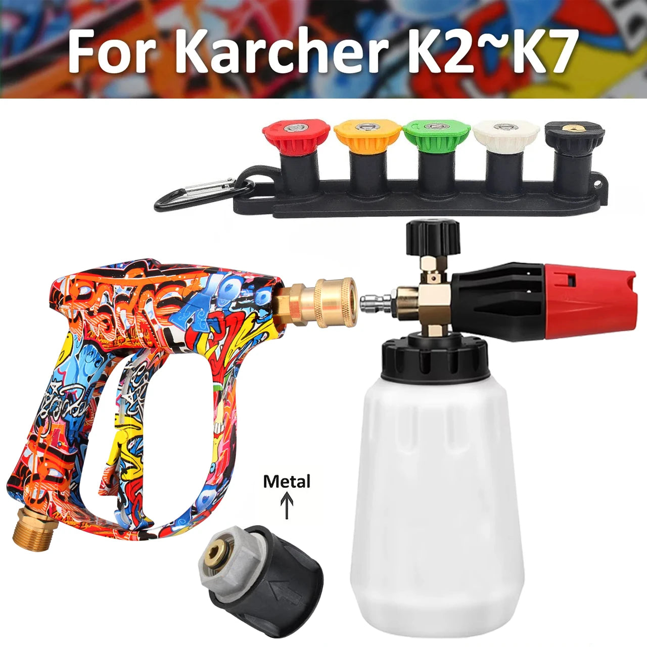 Foam Cannon Kit for Karcher Nilfisk Parkside Bosch | High Pressure Washer Quick Connec close-up view