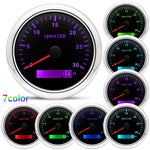 85mm Tachometer with LCD Hour Meter | 7 Color LED Backlight for Marine Boat Car alternate view