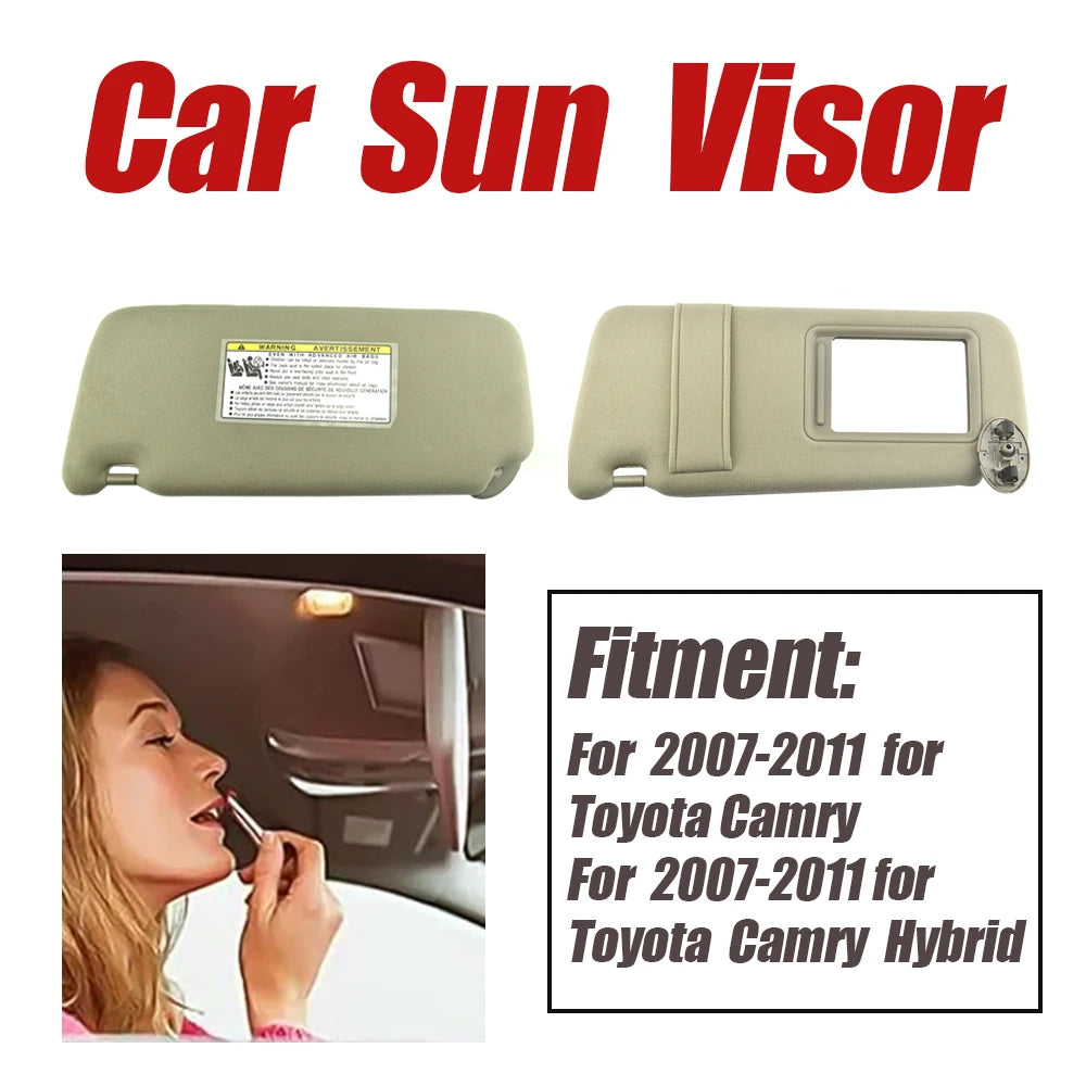For 2007-2011 for Toyota Camry Hybrid Sun Visor Replacement Beige Driver Car Sun Shade With Makeup Mirror