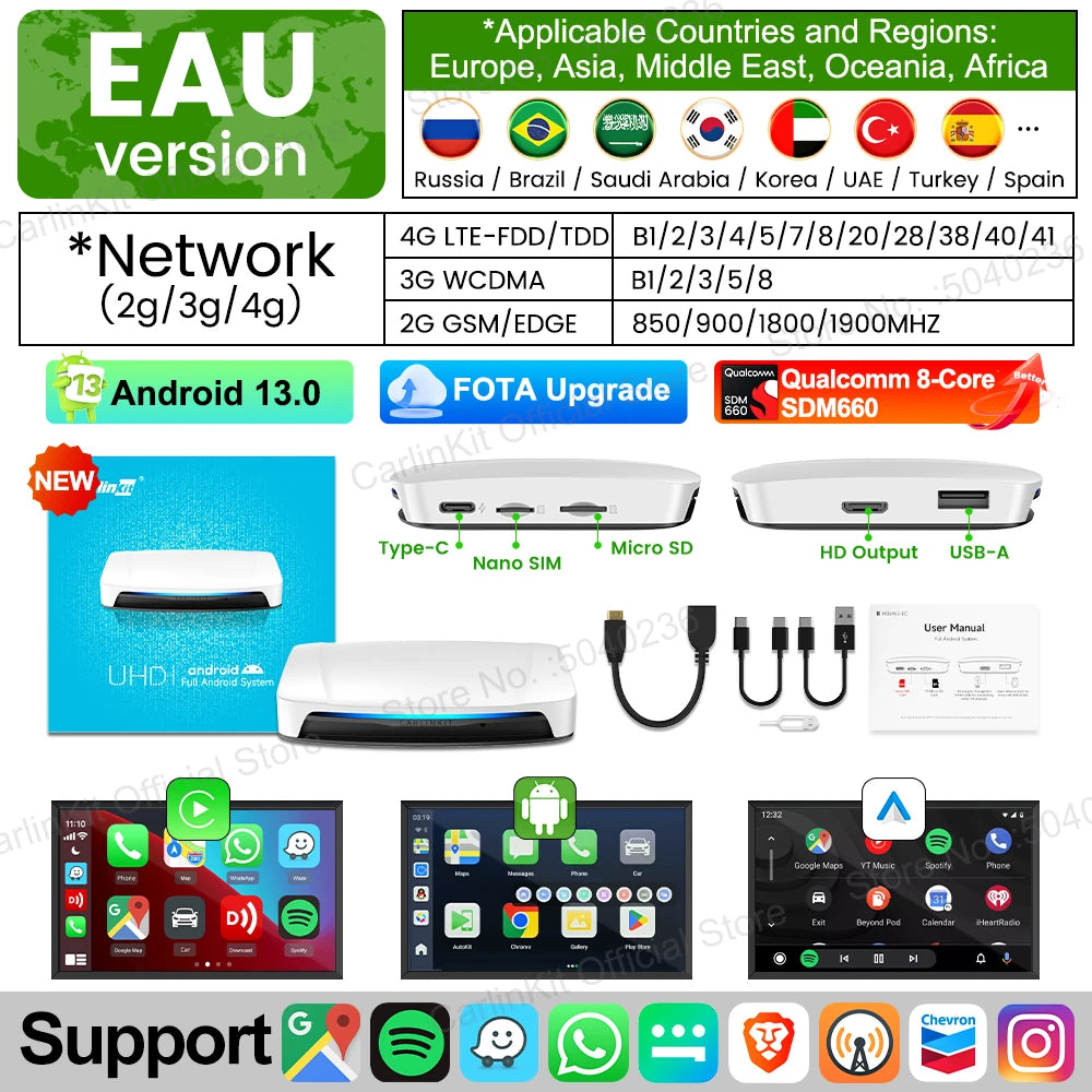 Carlinkit Pro 3 UHD Wireless CarPlay Android Auto AI Box | 128GB HDMI Video Output fo alternate view