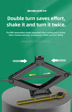 BAOLIAN Car Scissor Jack 3T Auto Emergency Lift Stand Labor-Saving Repair & Tire Re additional angle