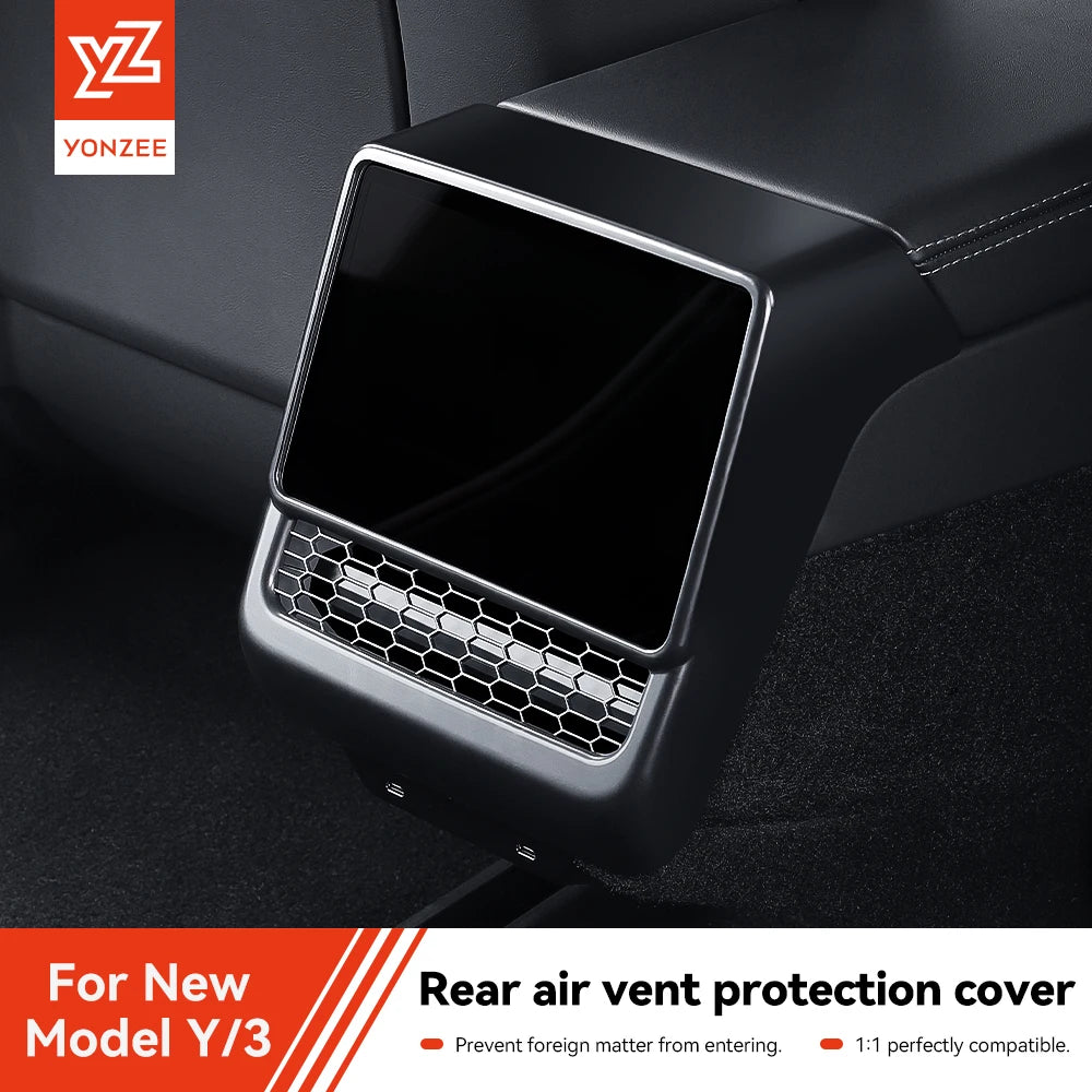 Tesla Model 3 & Model Y Rear Center Console Air Vent Dust Cover | Interior Protection Accessory