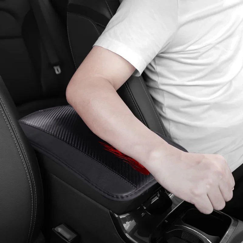 PU Leather Car Armrest Pad Cover Universal Center Console Wave Embroider Auto Seat Box Protection Cushion Hand Supports