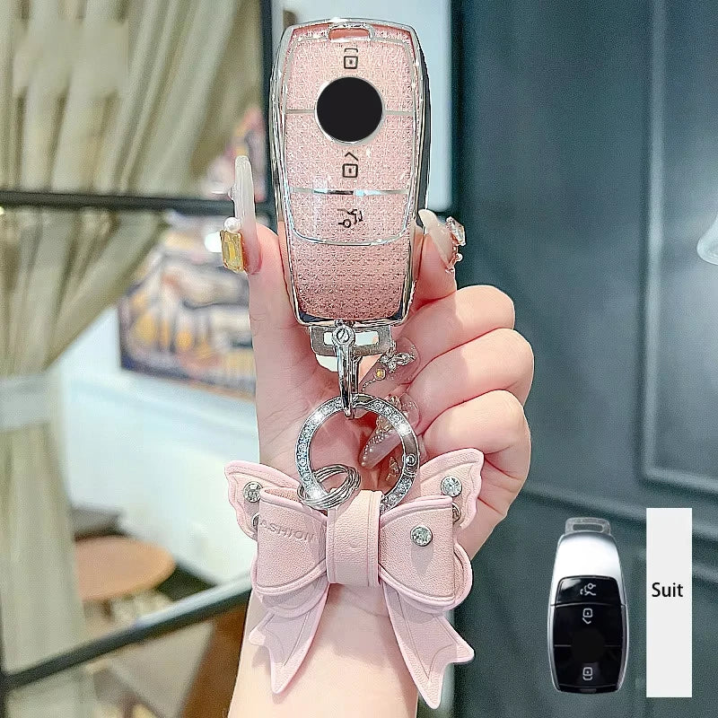 Luxury Diamond Pattern TPU For Mercedes Benz A C E S G Class GLC GLS W177 W205 W213 W222 X167 AMG Remote Car Key Case Cover Fob