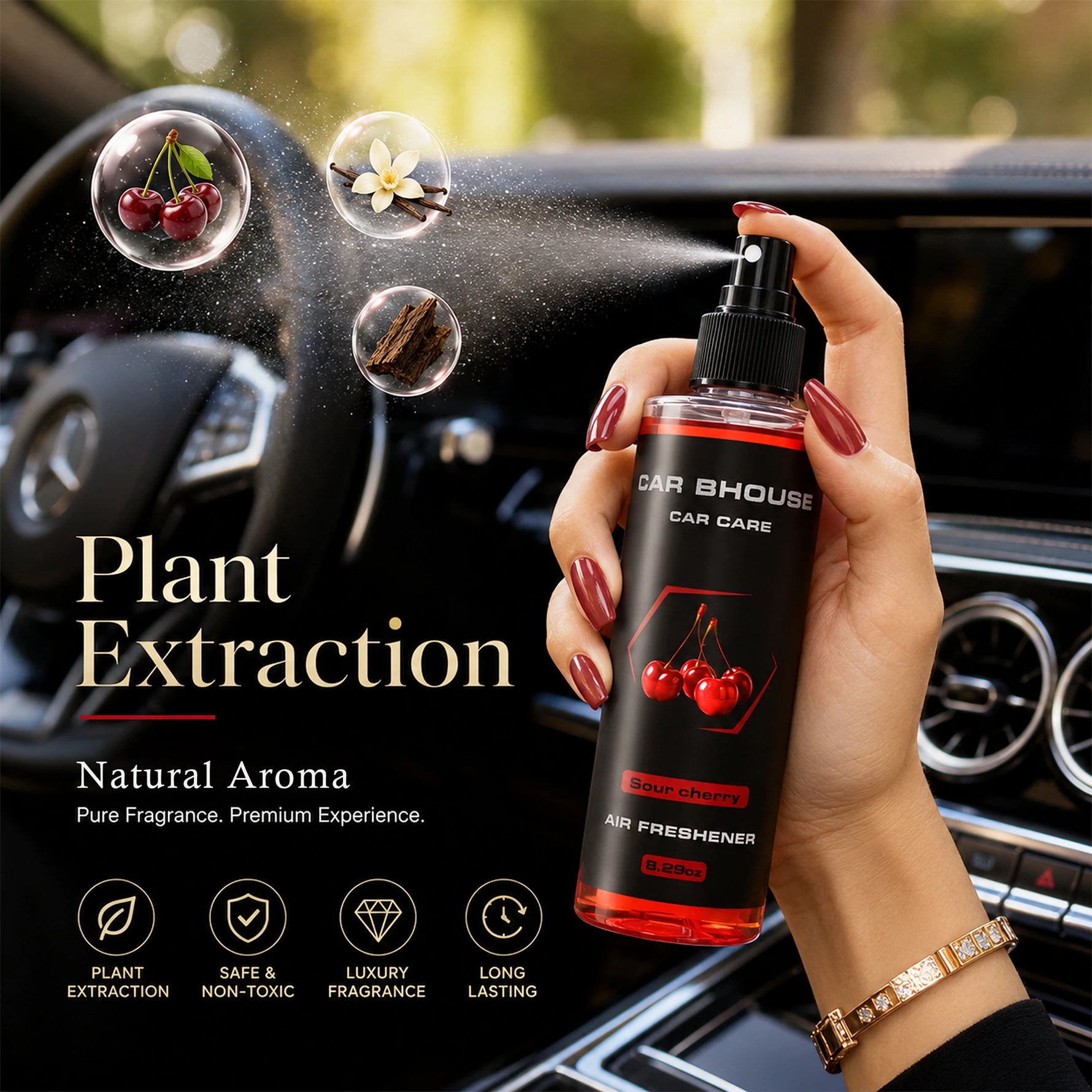 Flower Fruit Scent Car Fragrance Spray | 8.29oz Long Lasting Air Freshener lifestyle view
