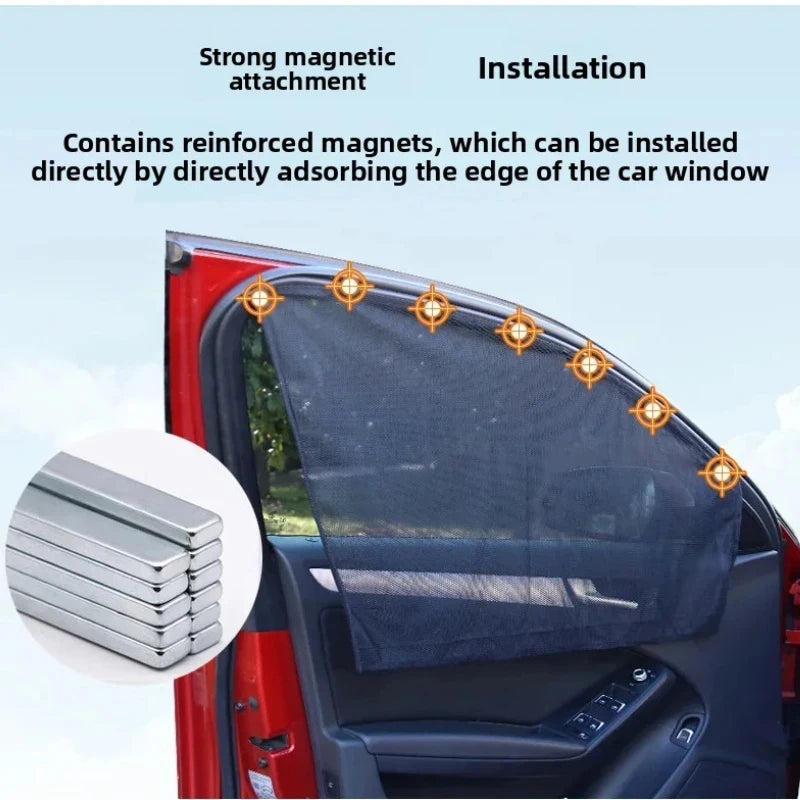 Magnetic Car Window Sunshade Cover | UV Protection Mesh Curtain for Side and Rear W additional angle