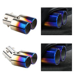 1PCS 2.5" Inlet Decoration Chrome Tail Pipe Car Styling Car Exhaust Trim Muffler Pipe Tail Stainless Steel Curved Double Outlet