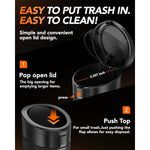 Car Trash Can (with Lid) Auto Dust Organizer with Garbage Bags Small Car Trash Bin Can close-up view