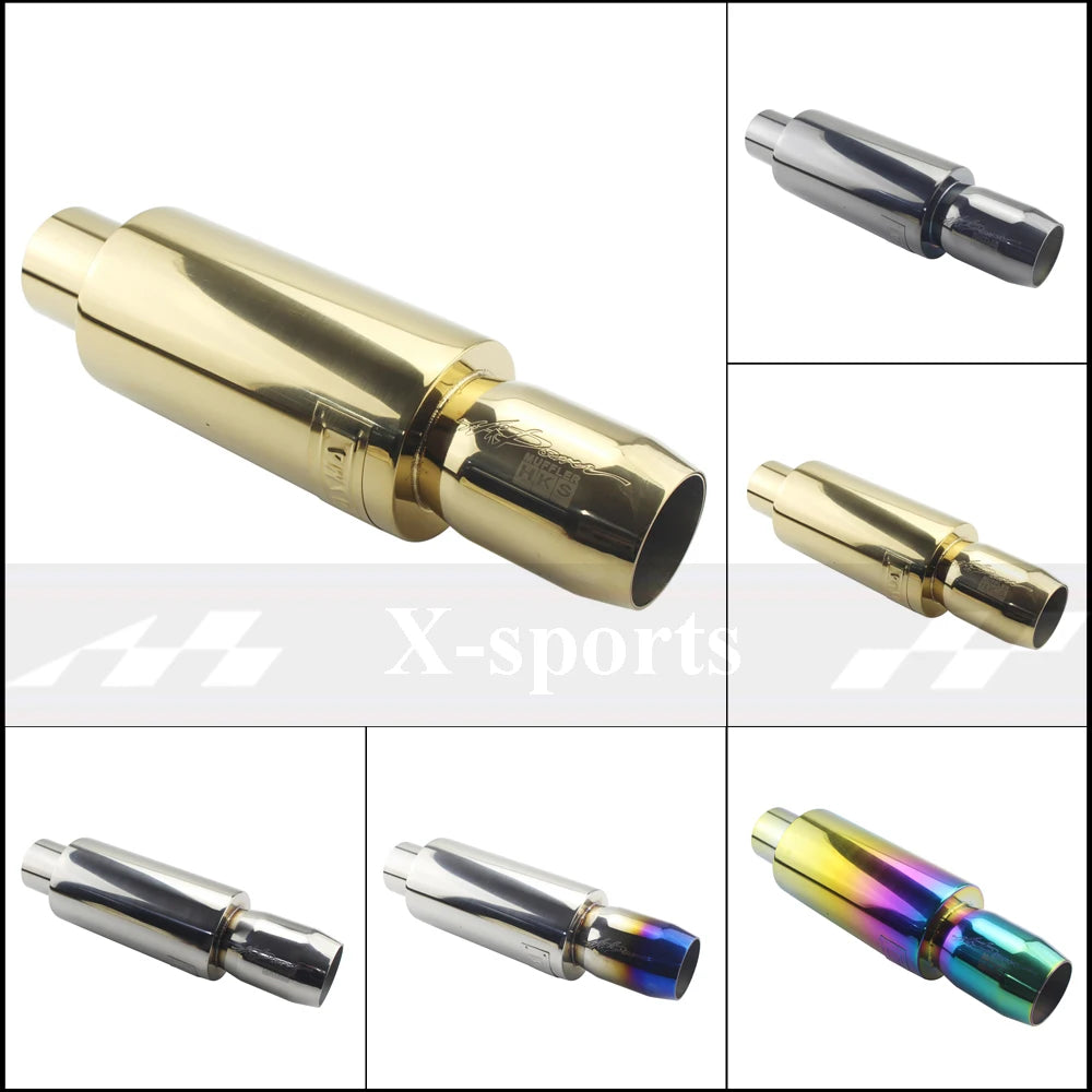 Universal Stainless Steel Exhaust Pipe Muffler | 51-63mm Inlet 89mm Flat Outlet
