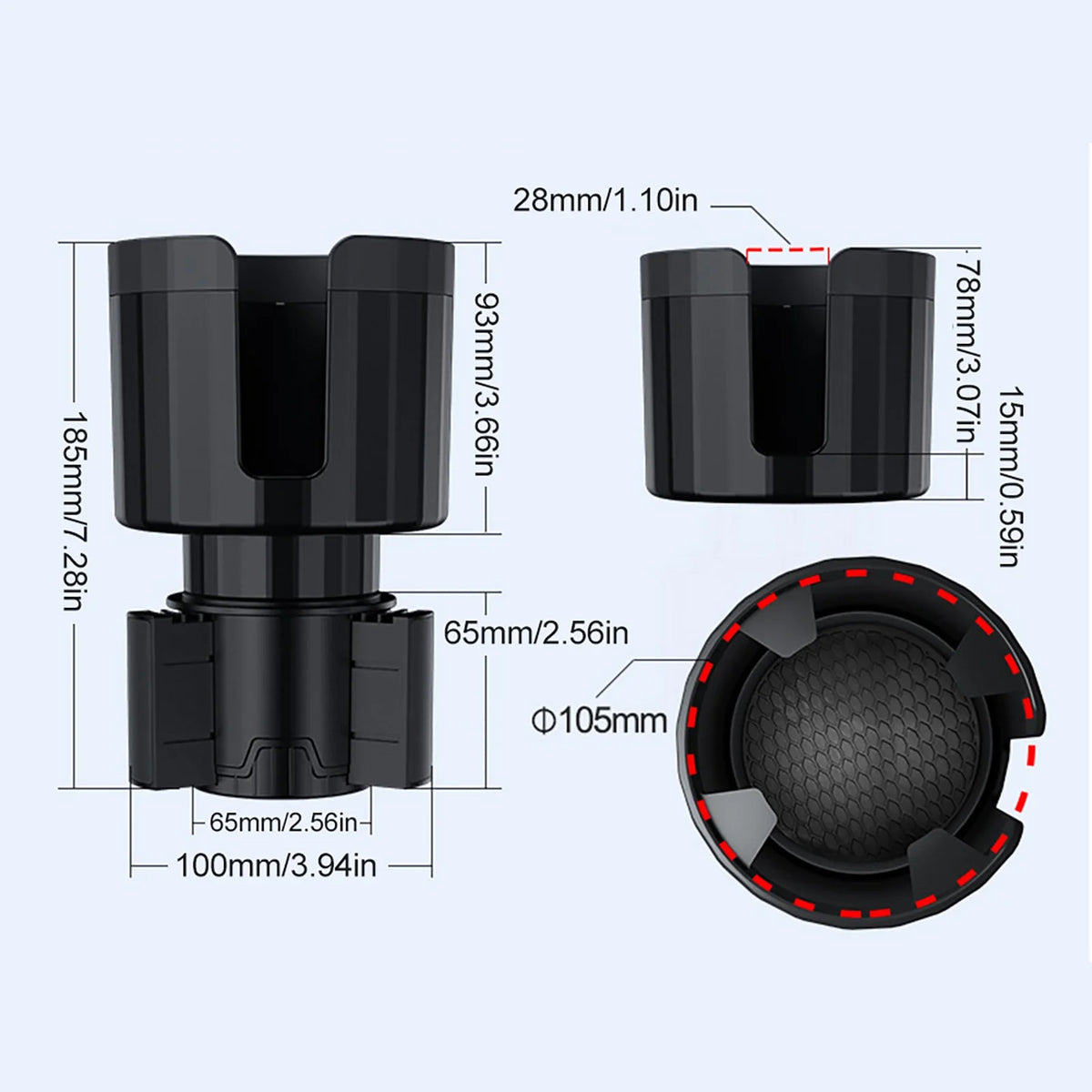 Car Cup Holder Expander Adjustable Base Anti-Slip