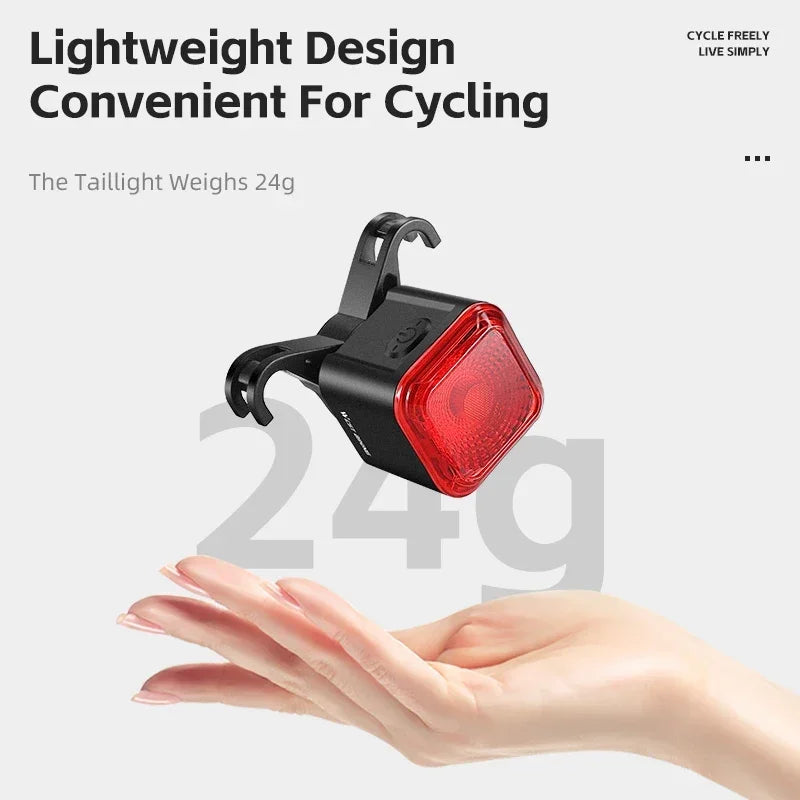 WEST BIKING Bike Tail Light Smart Sensing MTB Road Bike Rear Light IPX5 Waterproof additional angle